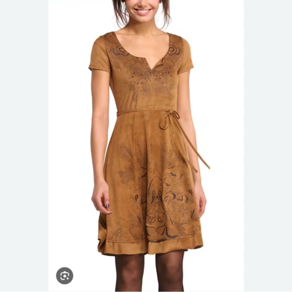 Desigual Brown Short Sleeve Dress